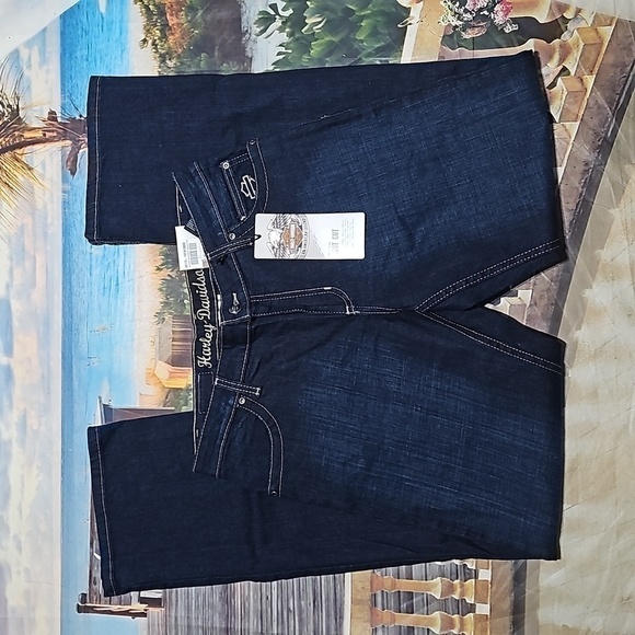 Harley-Davidson Genuine MotorClothes Embellished Bootcut Jeans Size 8R NWT - Picture 1 of 7